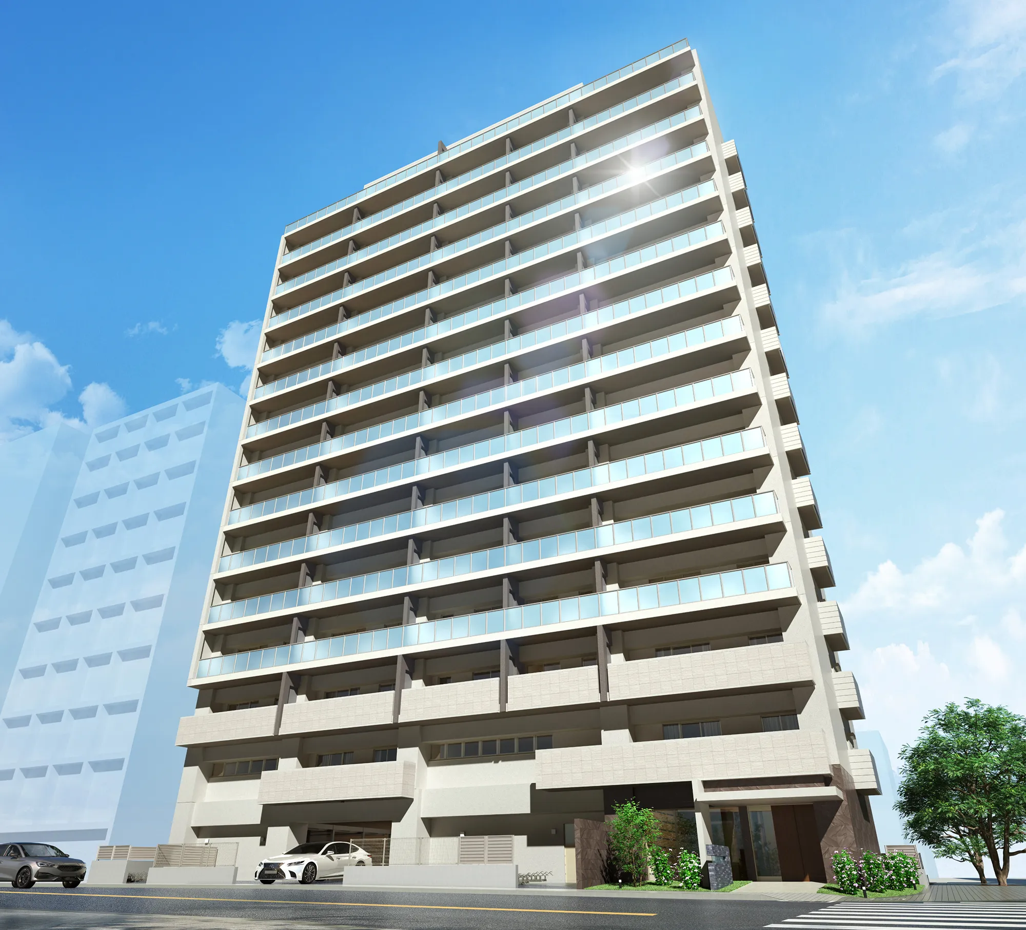 外観完成予想図　ワイズエステムコート旭橋駅ザ・ウェスト