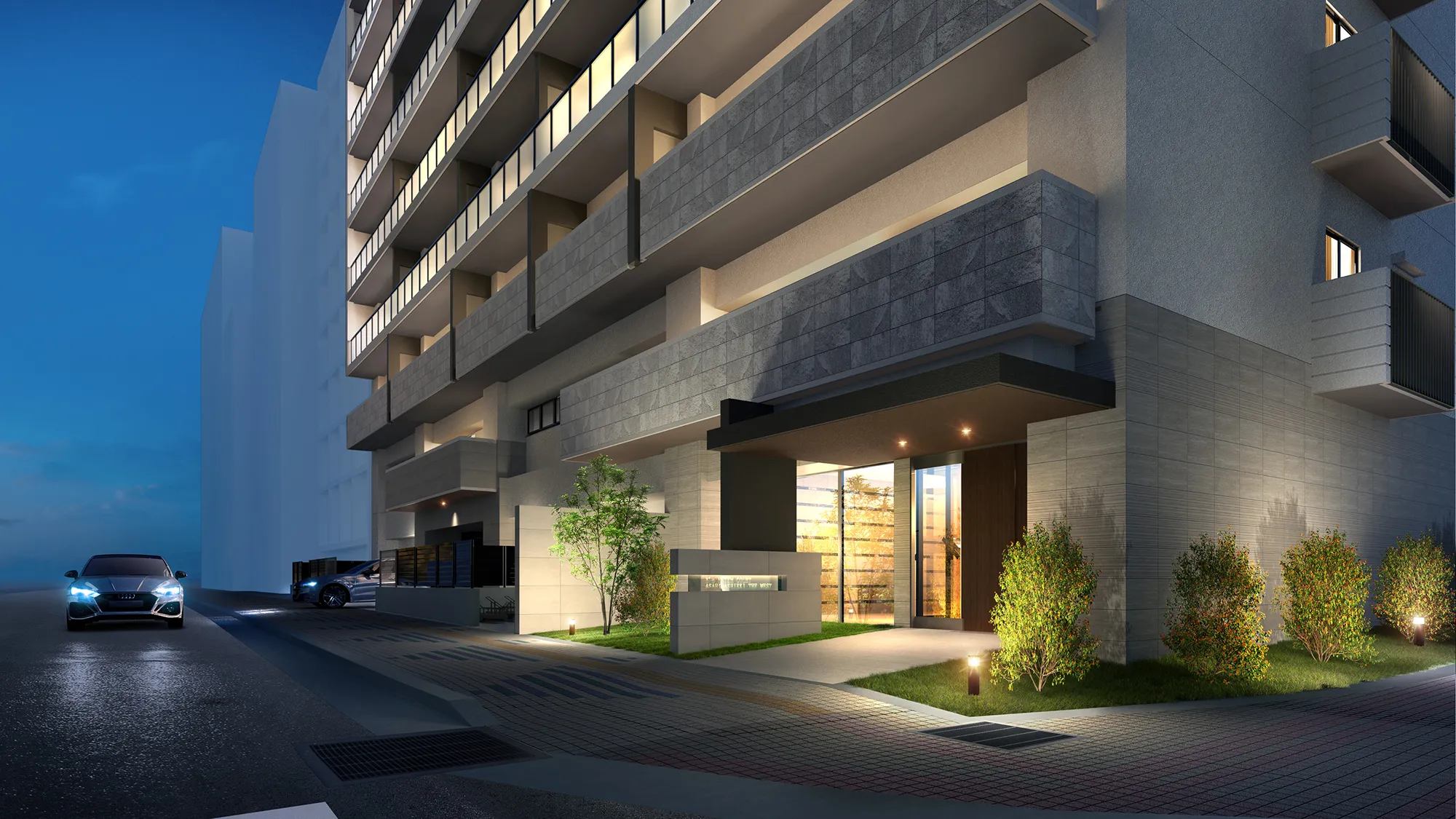 エントランスアプローチ完成予想図　ワイズエステムコート旭橋駅ザ・ウェスト