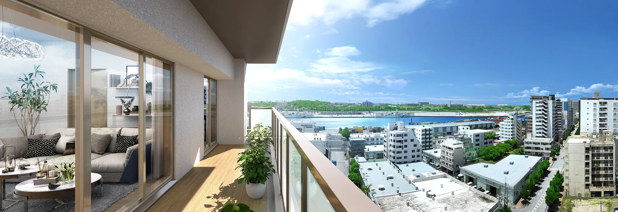 バルコニー完成予想図　ワイズエステムコート旭橋駅ザ・ウェスト