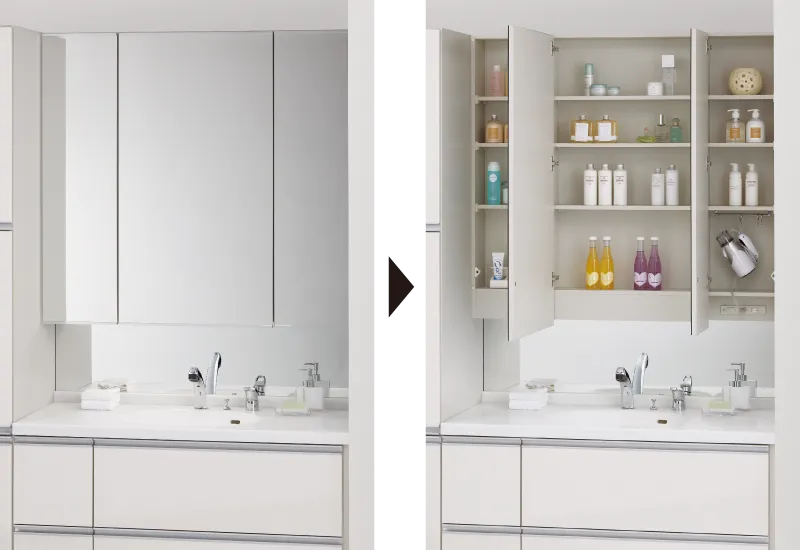 三面鏡　洗面ドレッサー　ワイズエステムコート旭橋駅ザ・ウェスト