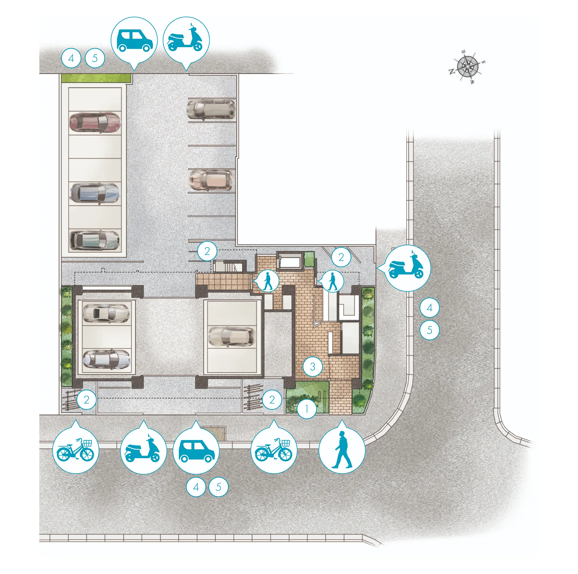 敷地配置イラスト　ワイズエステムコート旭橋駅ザ・ウェスト