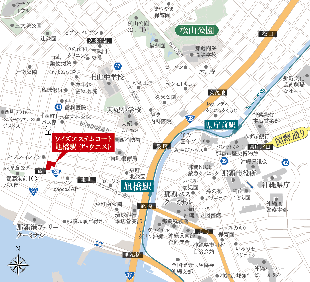 マップ ワイズエステムコート旭橋駅ザ・ウェスト