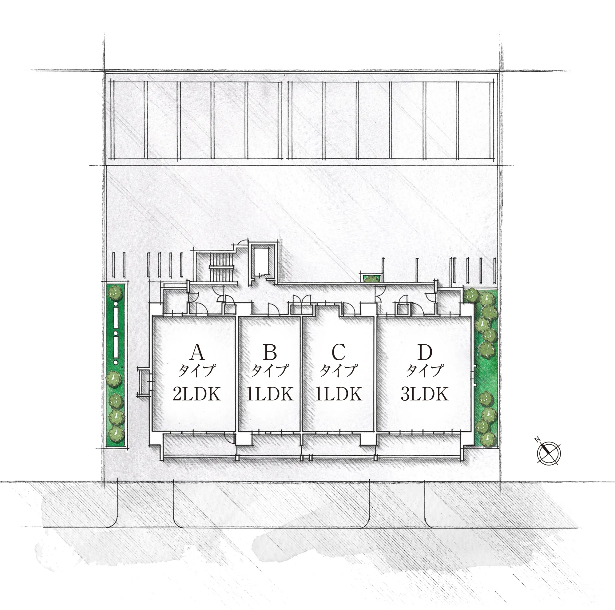 2～13階平面図イメージイラスト　ワイズエステムコートおもろまちパークプレイス